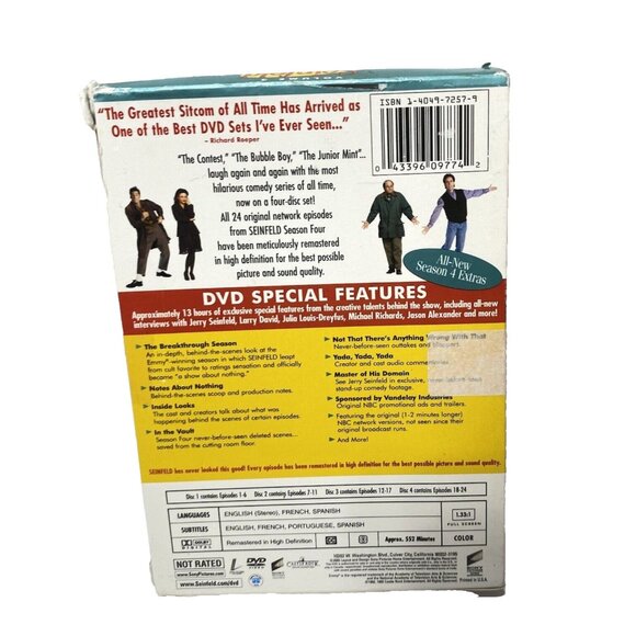 Seinfeld Season 4 DVD Video Collectable with Season Extras, 4 Disc with Covers - Picture 9 of 13